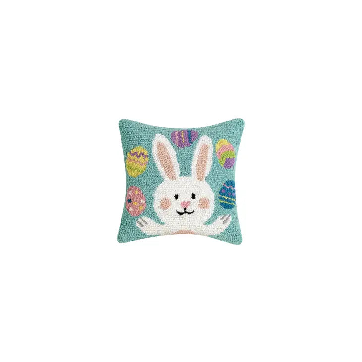 Bunny Juggling Eggs Hook Pillow