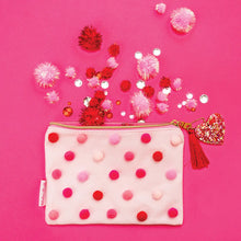 Load image into Gallery viewer, Red and Pink Pom Pom Pouch
