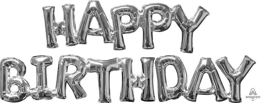 Phrase Happy Birthday Silver Foil Balloon