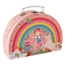 Load image into Gallery viewer, Rainbow Fairy Tin Tea Set is Semi Circle Foiled Case
