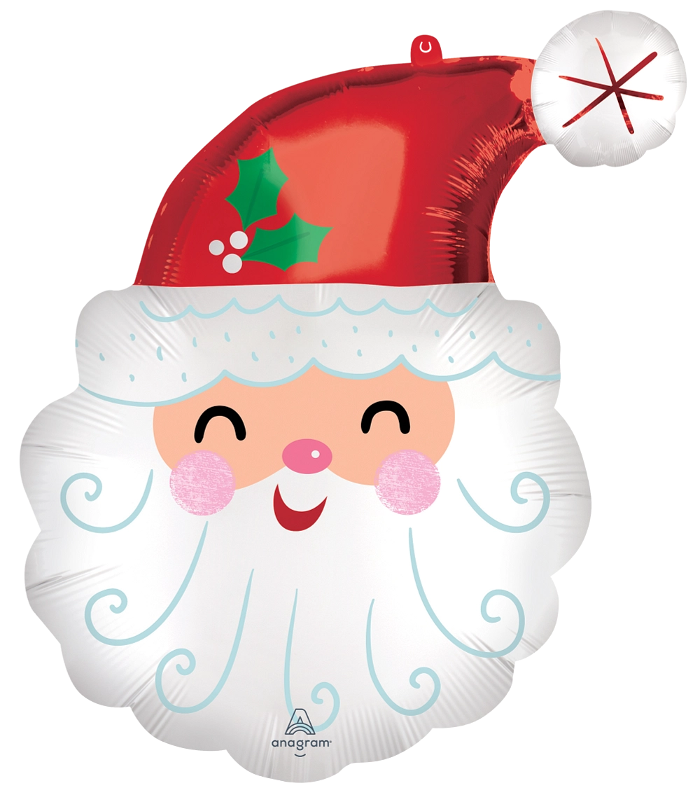 Smiley Satin Santa Head Foil Balloon