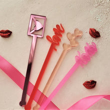 Load image into Gallery viewer, Valentine&#39;s Day Acrylic Drink Stirrers - Set of 4
