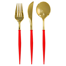 Load image into Gallery viewer, Red &amp; Gold Bella Assorted Plastic Cutlery
