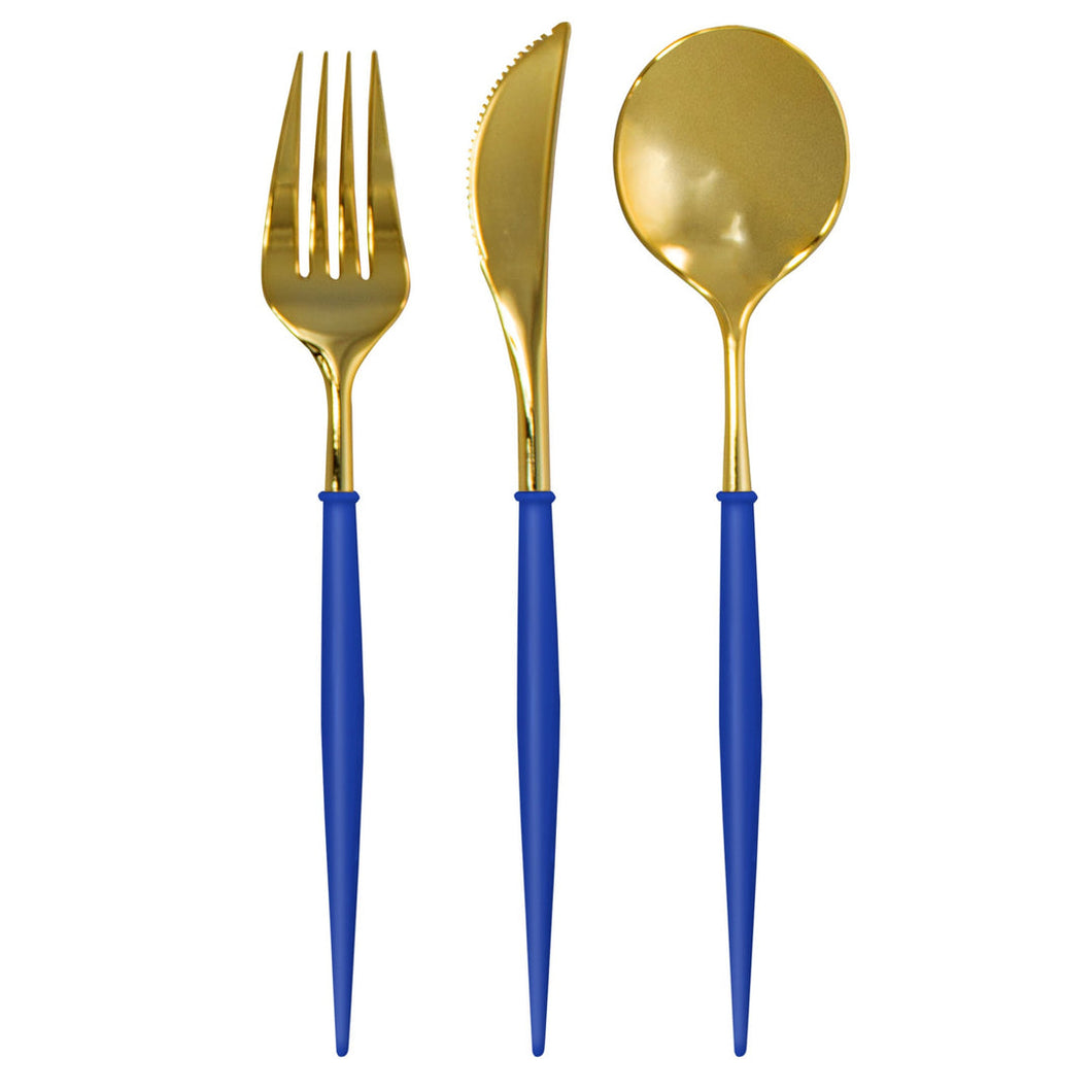 Blue & Gold Bella Assorted Plastic Cutlery