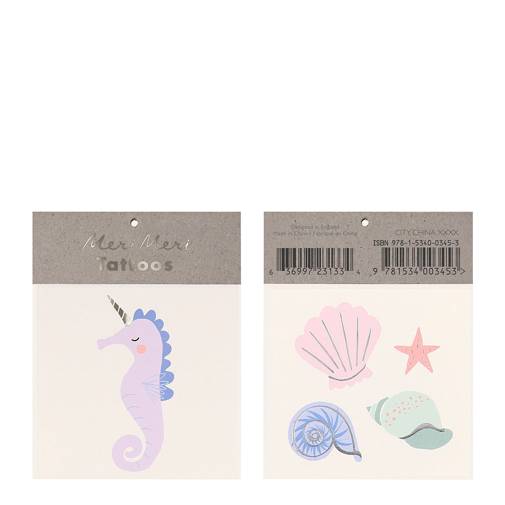 Seahorse & Shell Small Tattoos