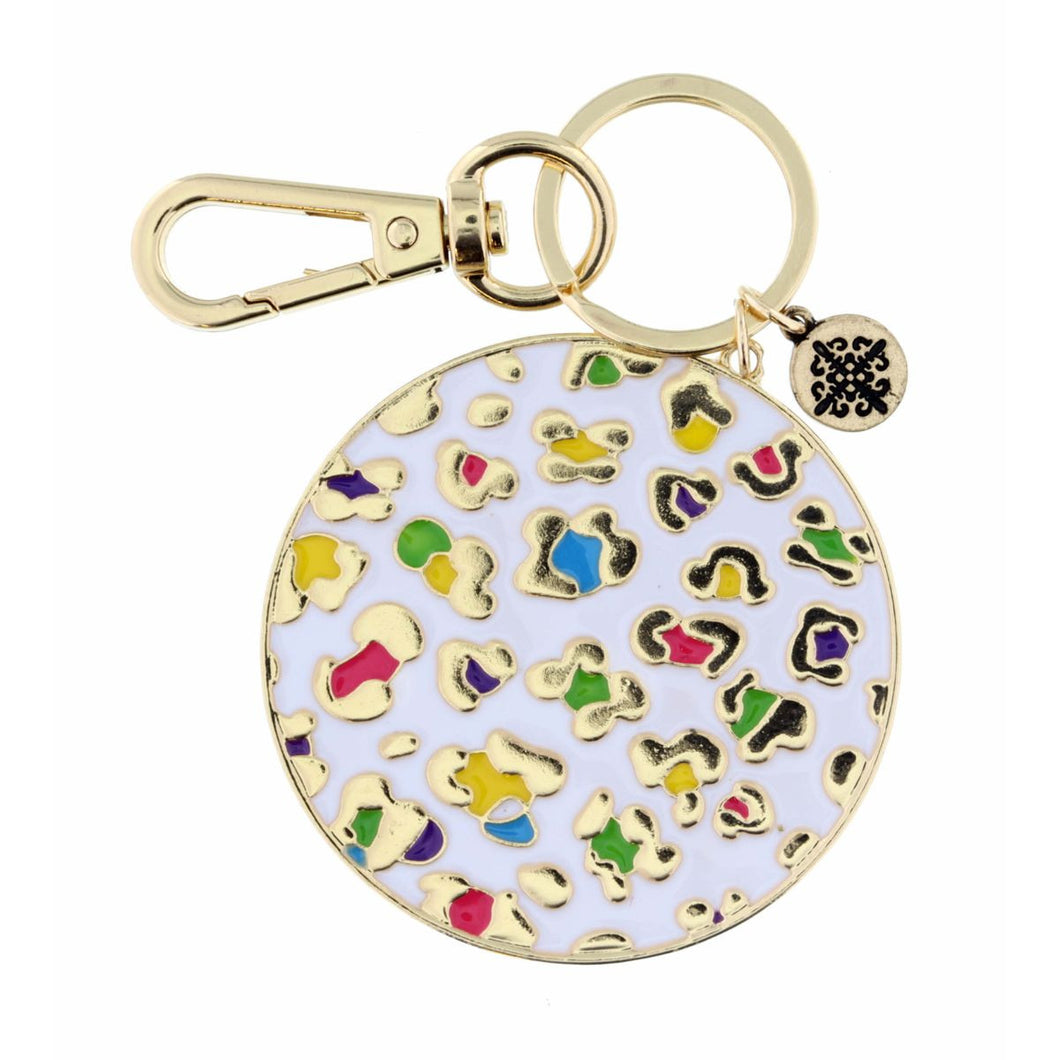 Colorful Leopard Enamel Circle Keychain