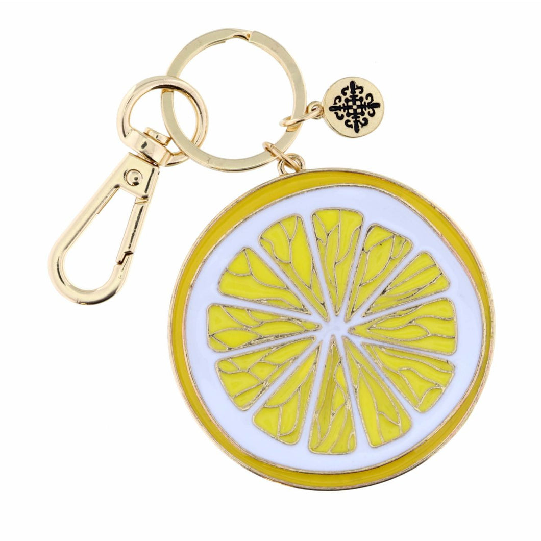 Lemon Slice Enamel Keychain