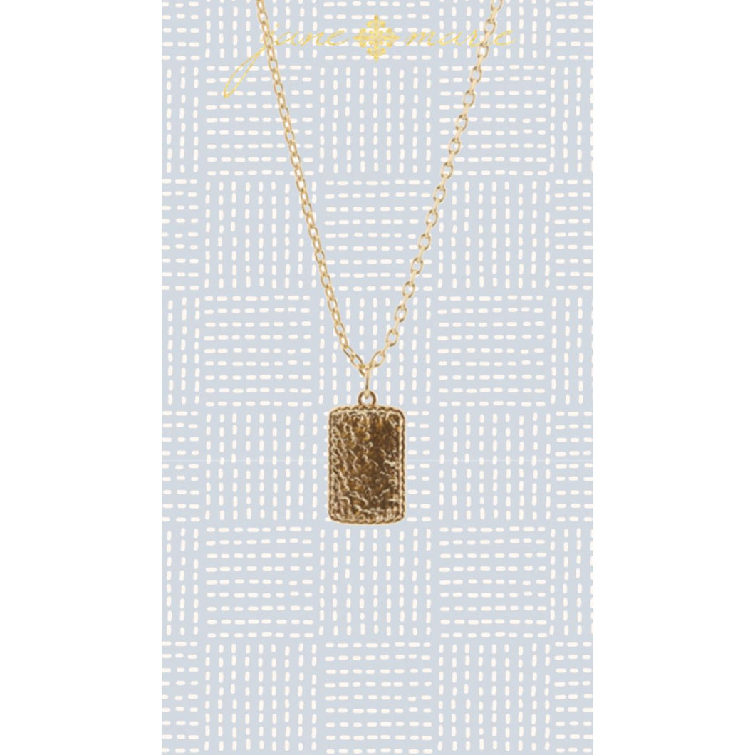 Gold Hammered Rectangle Necklace