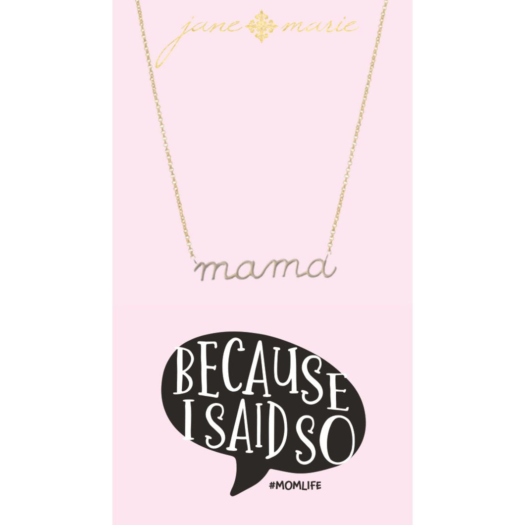 Silver Scripty Mama Necklace