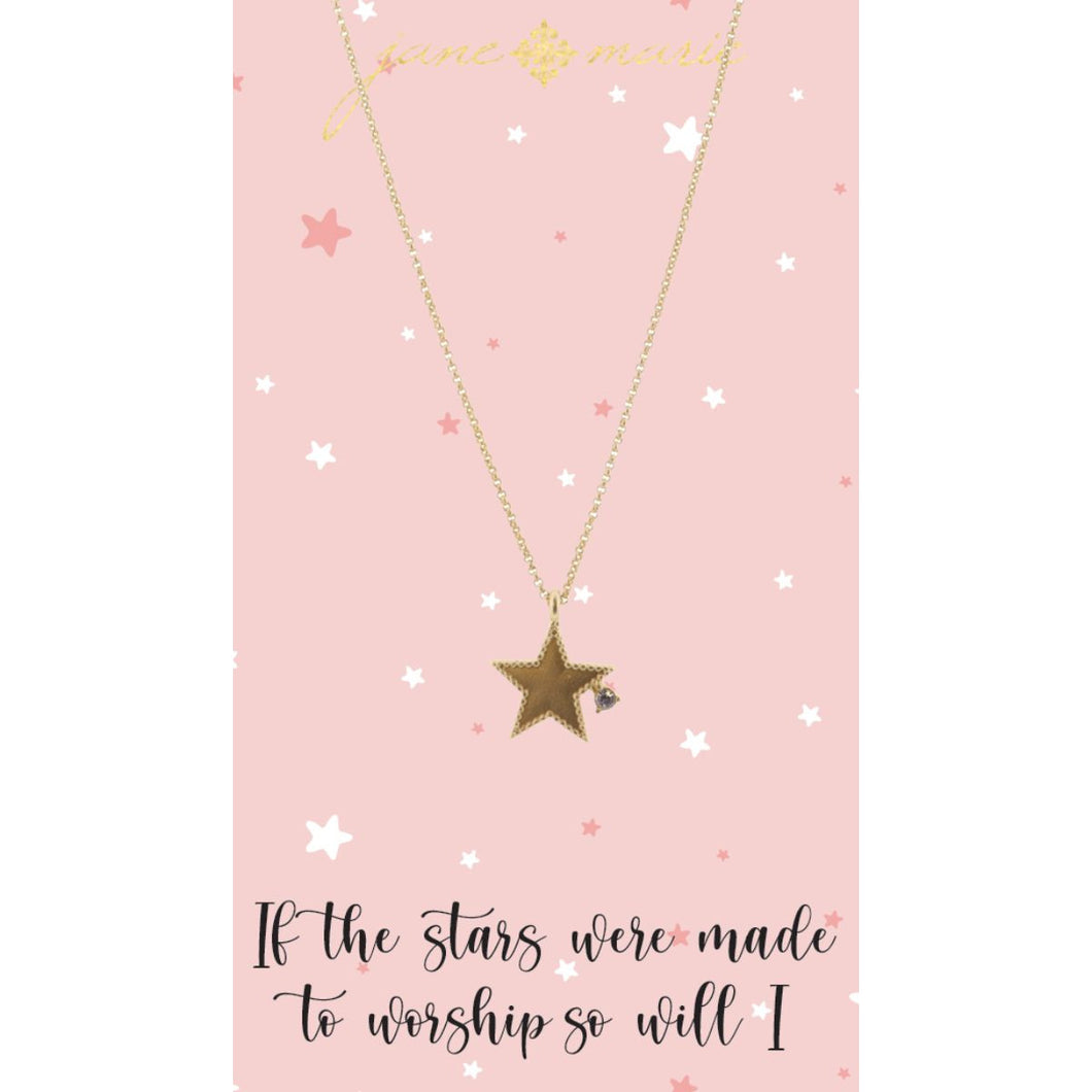 Star with Clear Crystal Drop Necklace