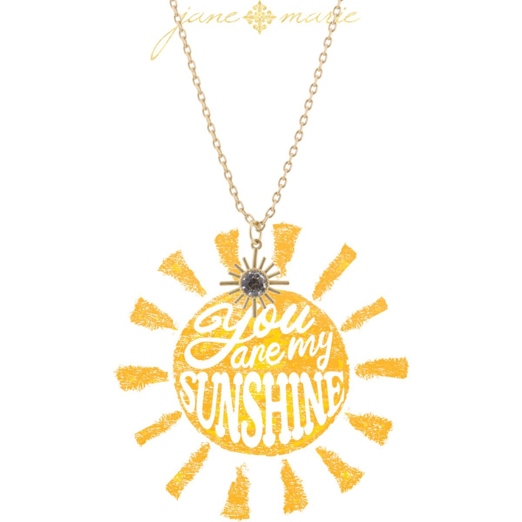 Gold Sunburst with Clear Crystal Circle Necklace