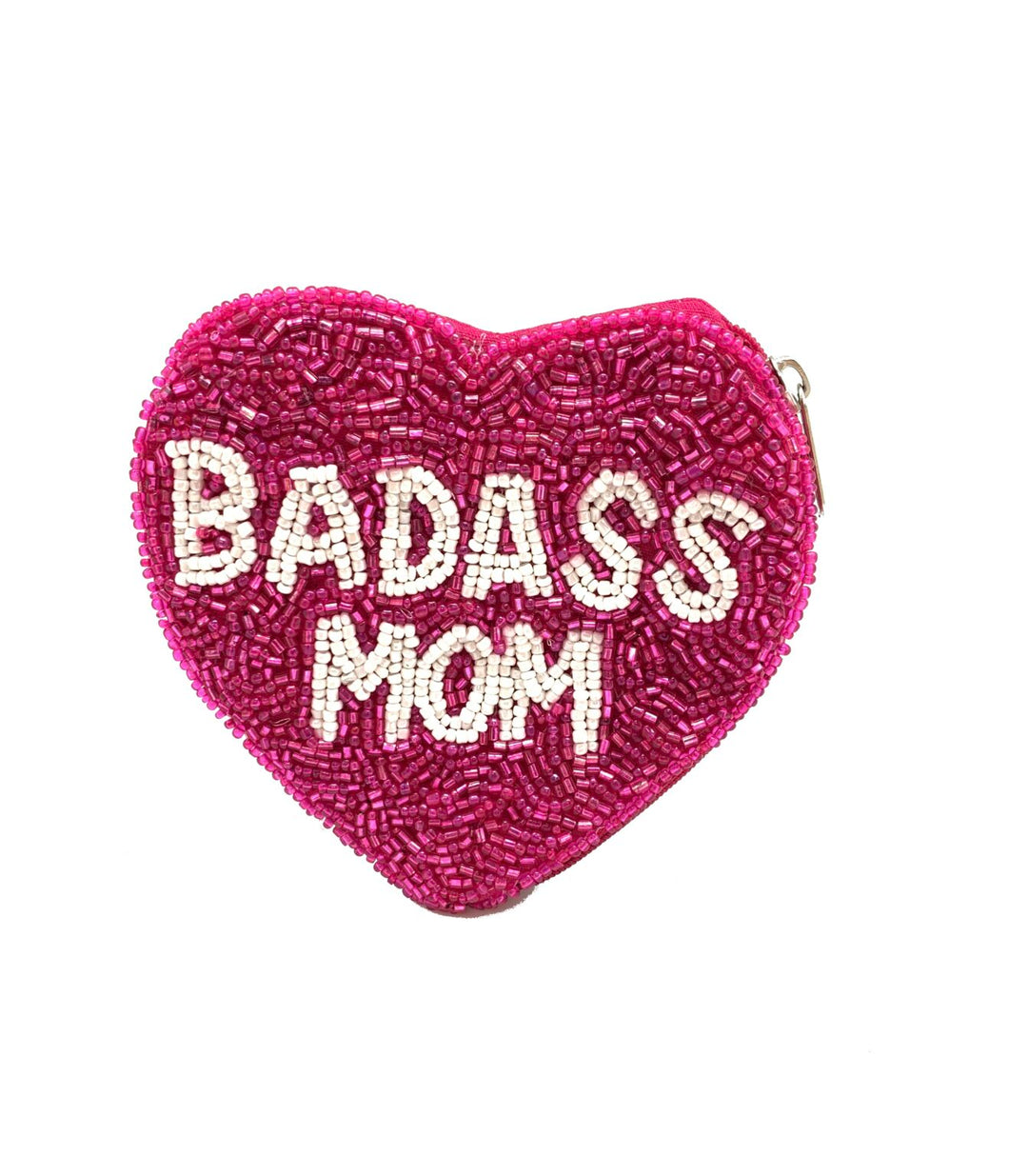 “BADASS MOM” Beaded Coin Pouch