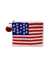 Load image into Gallery viewer, American Flag Beaded Coin Pouch
