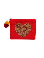 Load image into Gallery viewer, Red Heart Beaded Coin Pouch
