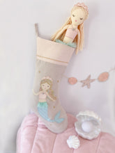 Load image into Gallery viewer, &#39;MIMI&#39; Mermaid Linen Christmas Stocking
