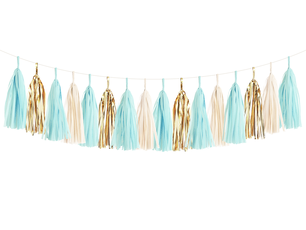 Tassel Garland Kit - Light Blue & Gold