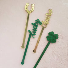 Load image into Gallery viewer, St. Patrick&#39;s Day Acrylic Drink Stirrers - Set of 4
