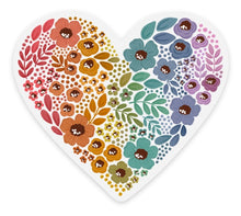 Load image into Gallery viewer, Clear Pride Rainbow Floral Heart Sticker
