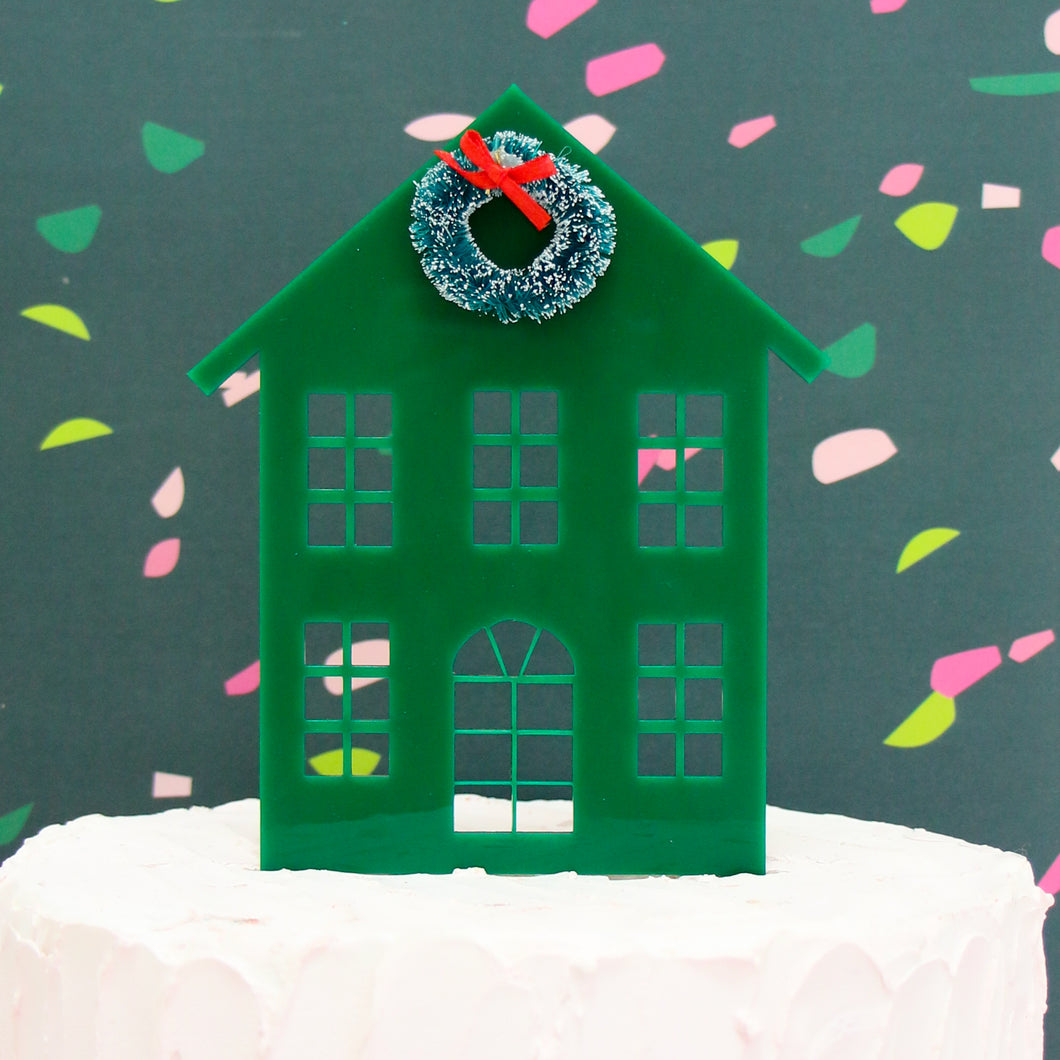 Holiday House Acrylic Christmas Cake Topper