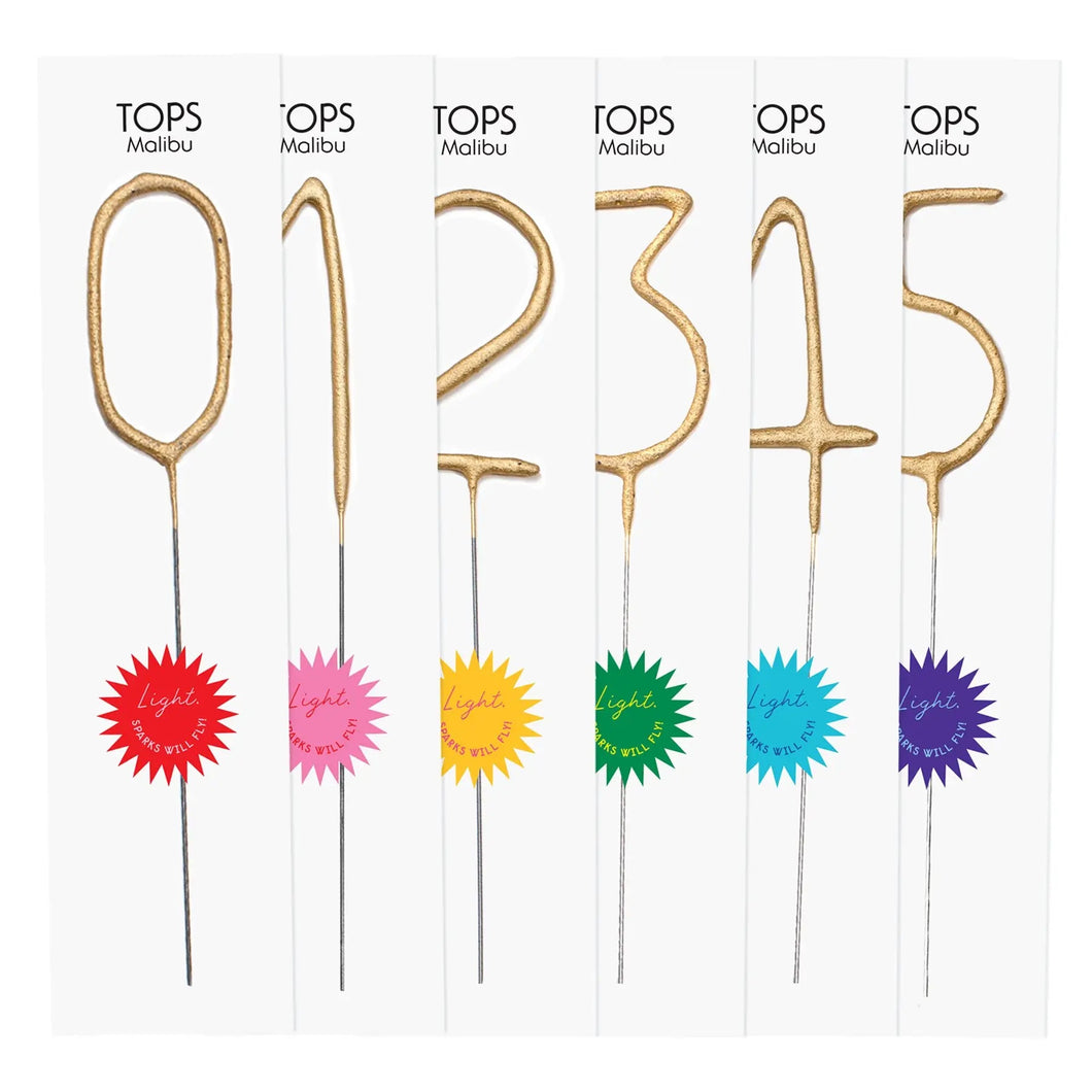 Big Golden Sparkler Wand Numbers 0 to 9